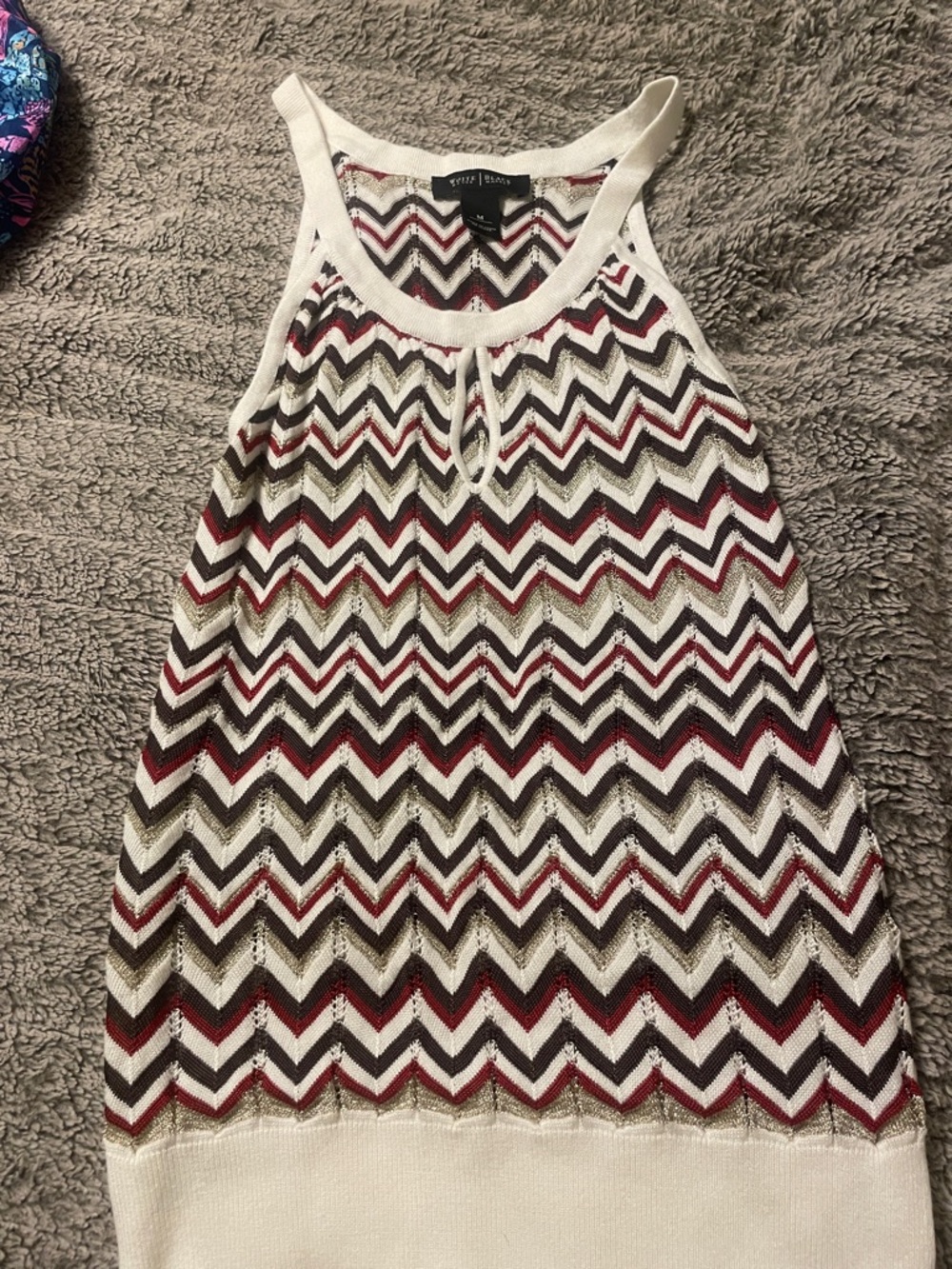White House Black Market White Trim Chevron Knit Halter Tank